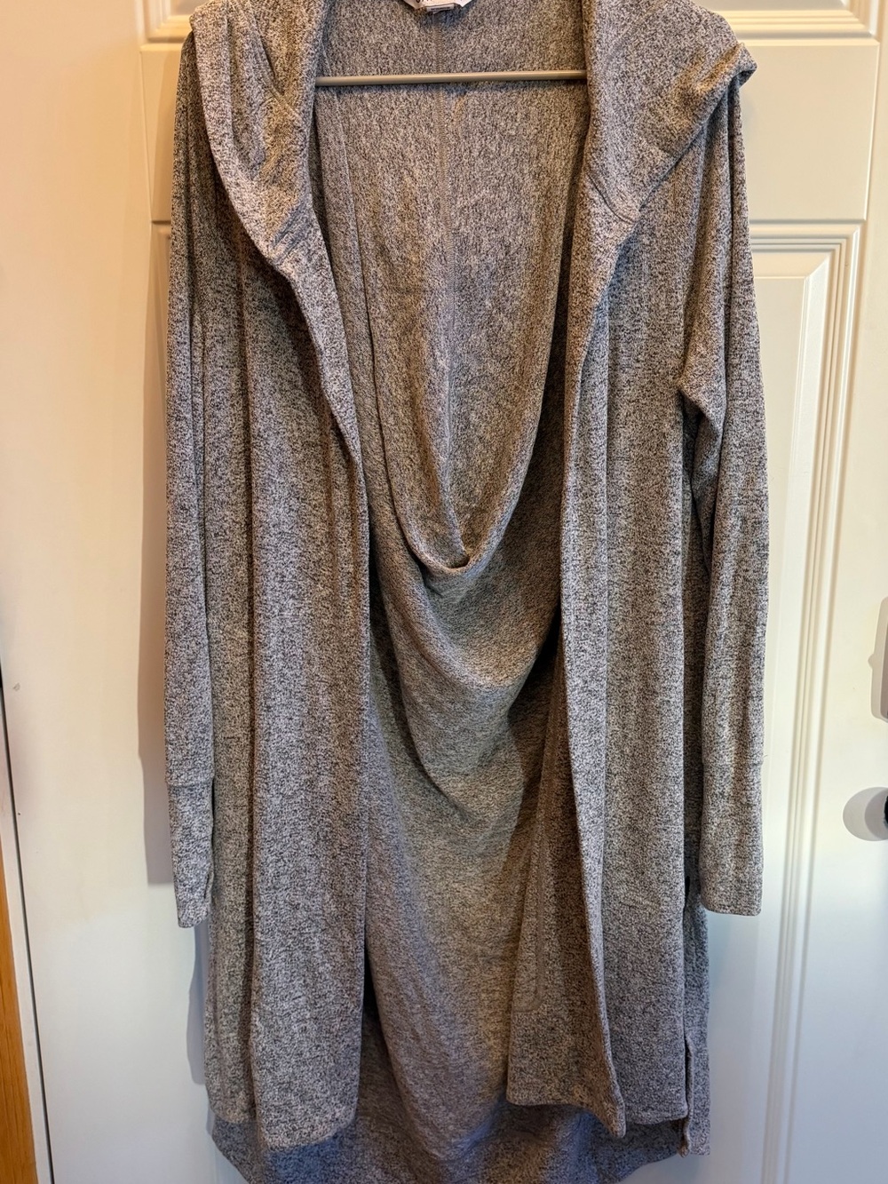 Athleta Heather Gray Harmony II Open Front Hooded Cardigan, Size L